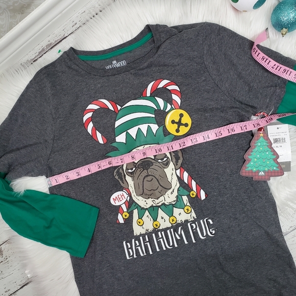 Christmas Tee long sleeve Pug  'Bah hum Pug' NWT - Picture 6 of 6